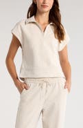 Zella Tempo Terry Half Zip Short Sleeve Sweatshirt