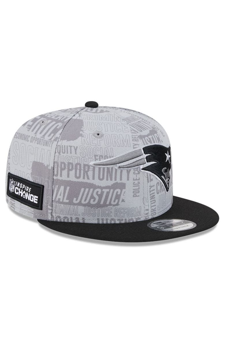 New Era Men's New Era Gray/Black New England Patriots 2023 Inspire Change 9FIFTY Snapback Hat, Main, color,