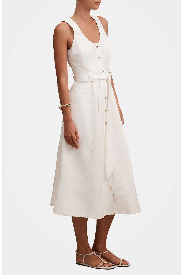 Priscilla Button Down Midi Dress, Alternate, color, PORCELAIN