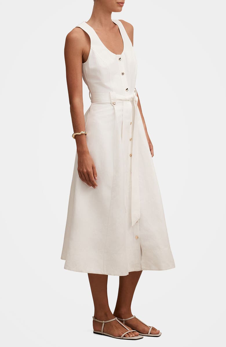 Ever New Priscilla Button Down Midi Dress, Alternate, color, Porcelain