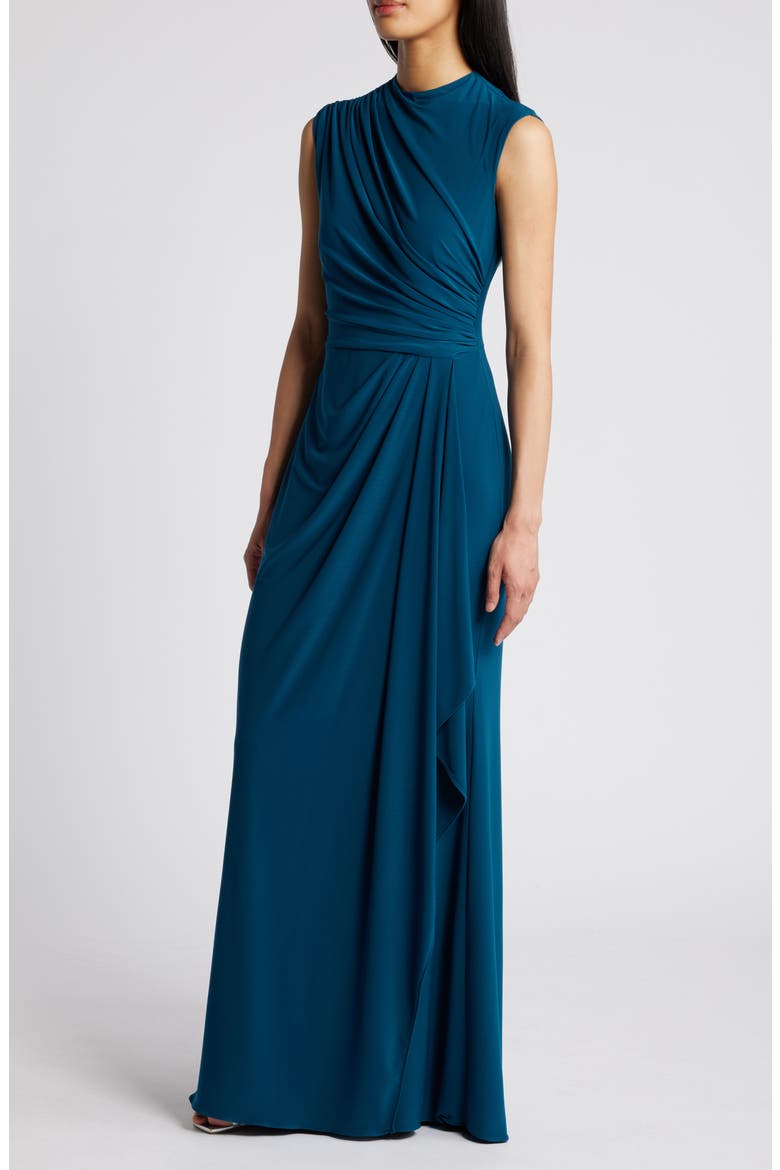Ruched Sleeveless Gown, Alternate, color, MALLARD