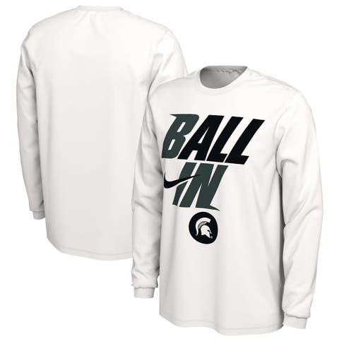 Men's Nike White Michigan State Spartans Ball In Bench Long Sleeve T-Shirt