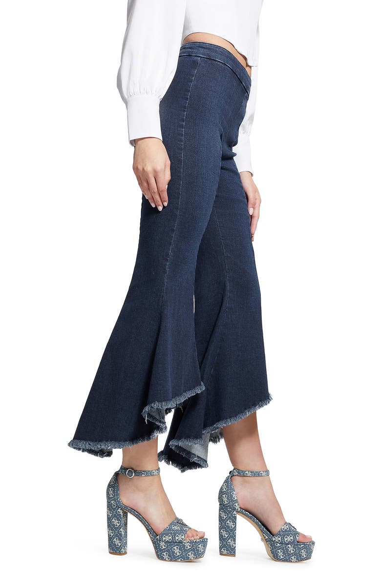 Sofia 1981 Frayed Ankle Flare Jeans, Alternate, color, BLUE