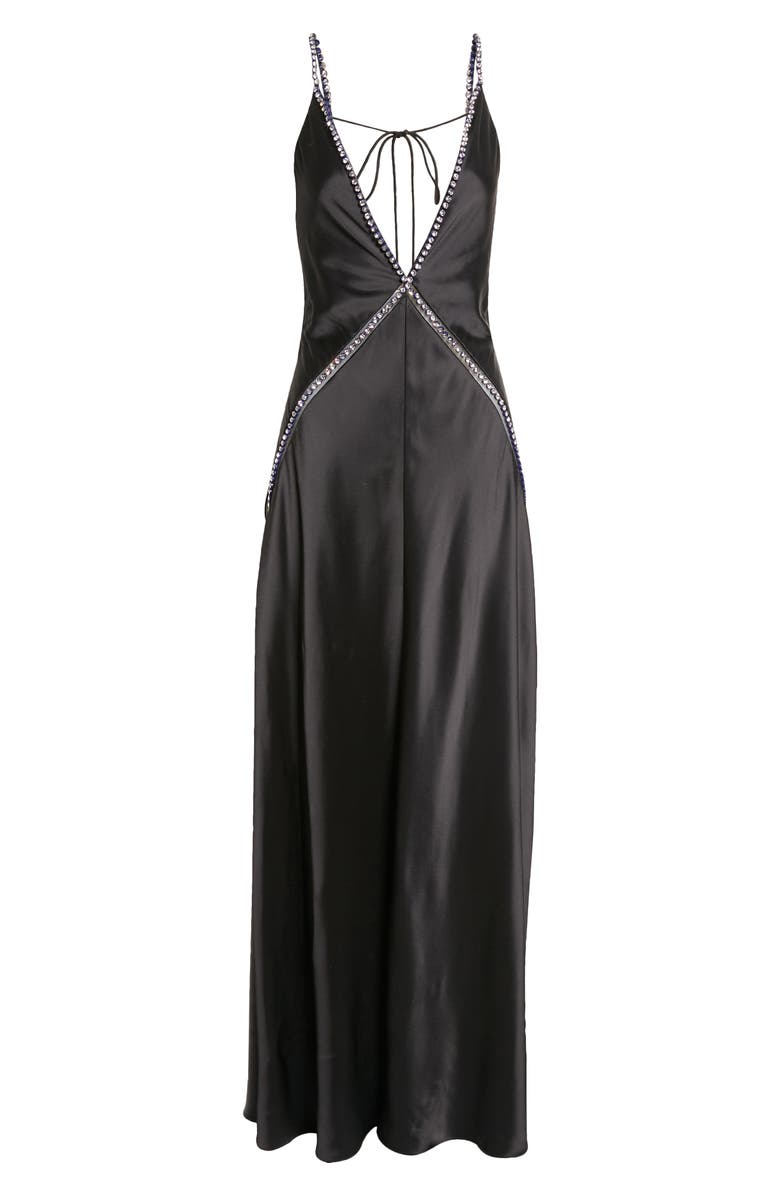 Stella McCartney Embellished Plunge Neck Satin Maxi Dress, Alternate, color, 