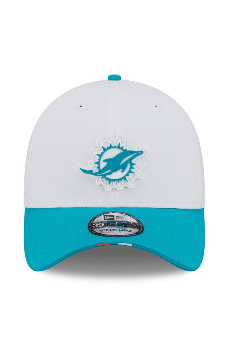 New Era Men's New Era White/Aqua Miami Dolphins 2025 NFL Training Camp 39THIRTY Flex Hat, Alternate, color, White