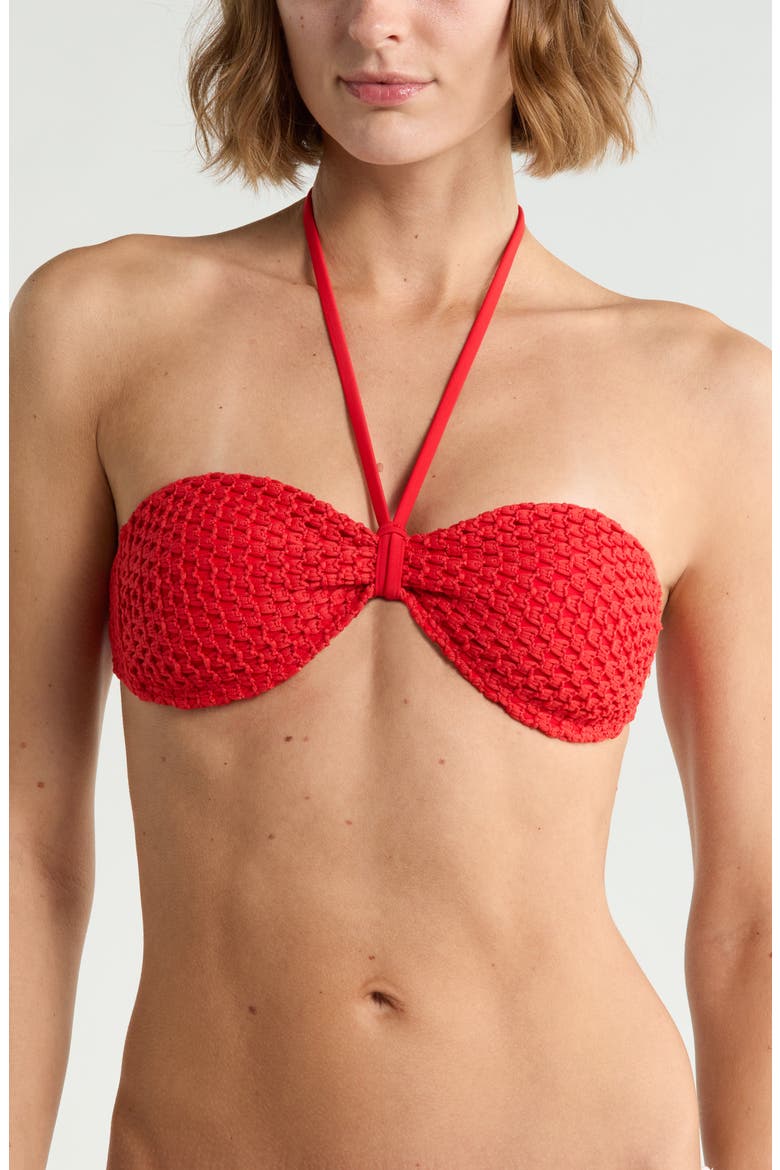 Twisted Tides Halter Bandeau Bikini Top, Main, color, RED ALOHA