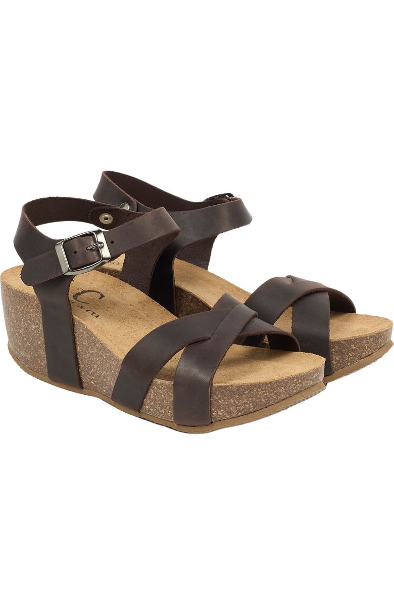 Celtic & Co. Crossover Wedge Sandal, Main, color, Ebony
