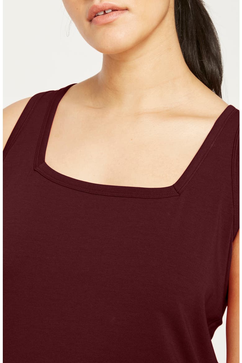 Square Neck Stretch Cotton Tank, Alternate, color, BLACK CHERRY RED