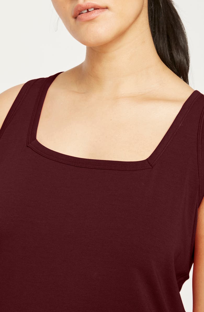 Universal Standard Square Neck Stretch Cotton Tank, Alternate, color, Black Cherry Red