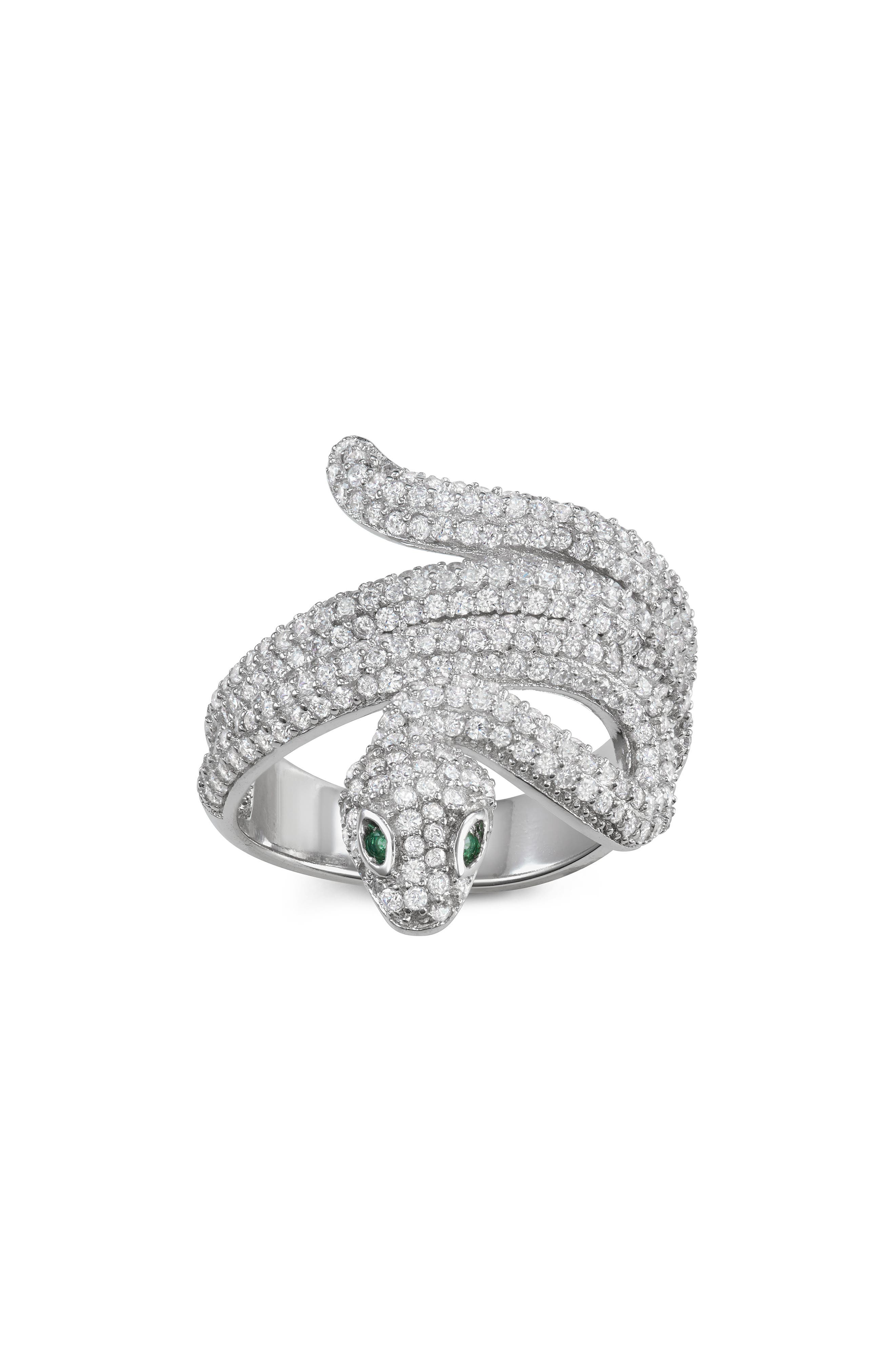 FZN Sterling Silver Cubic Zirconia Snake Ring