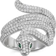 FZN Sterling Silver Cubic Zirconia Snake Ring