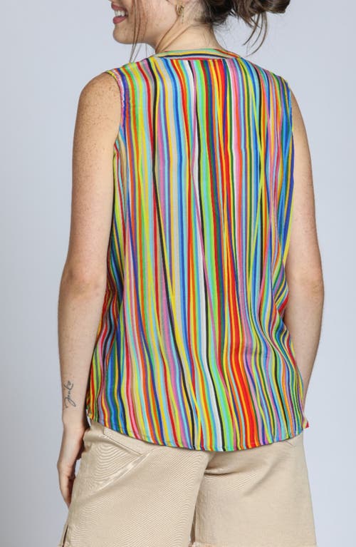Apny Sleeveless Button-up Shirt In Multi