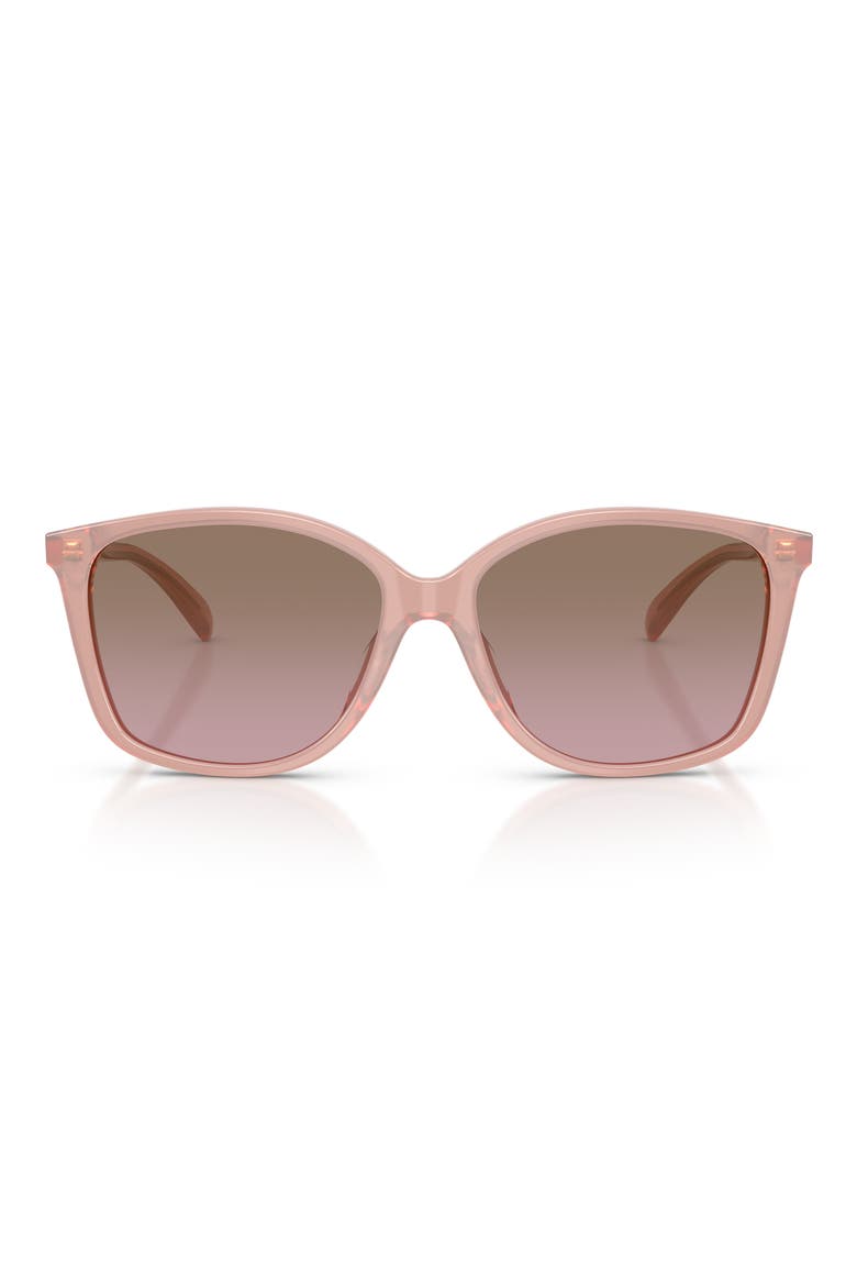 57mm Gradient Square Sunglasses, Main, color, MILKY BUFF/ BROWN ROSE GRAD