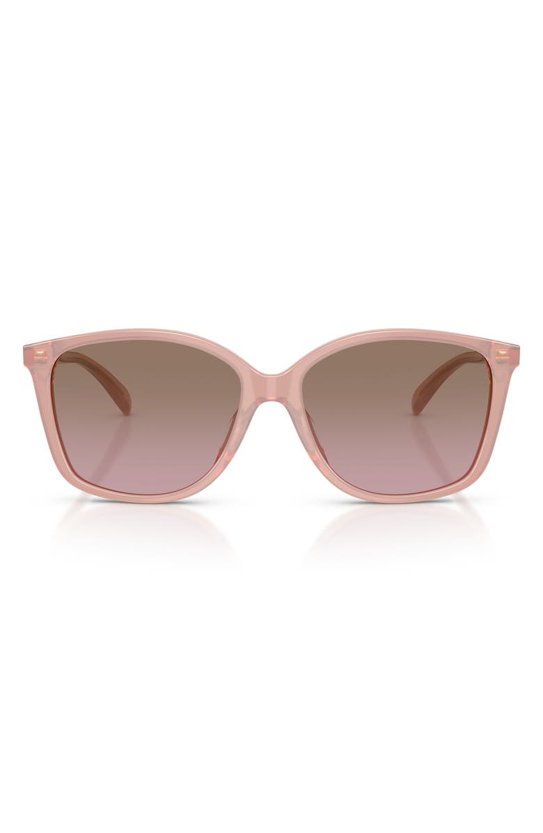COACH 57mm Gradient Square Sunglasses, Main, color, Milky Buff/ Brown Rose Grad