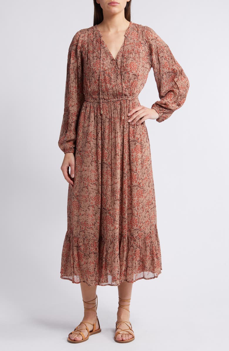 Cleobella Ophelia Floral Long Sleeve Crinkle Chiffon Dress, Main, color, 