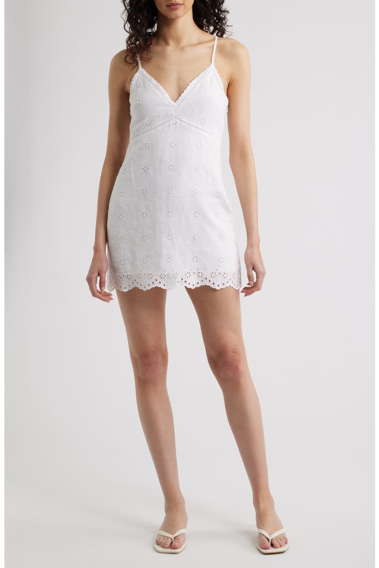 Peppy Embroidered Sleeveless Minidress, Main, color, OPTIC WHITE
