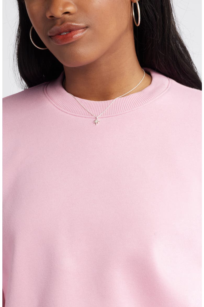 Fleece Detail Oversize Crewneck Sweatshirt, Alternate, color, PINK SHORE
