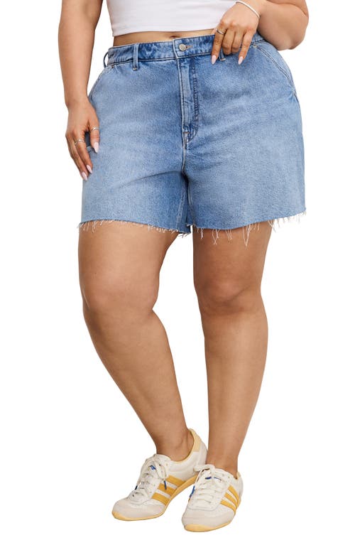 GOOD AMERICAN GOOD AMERICAN CUTOFF CARPENTER DENIM SHORTS 