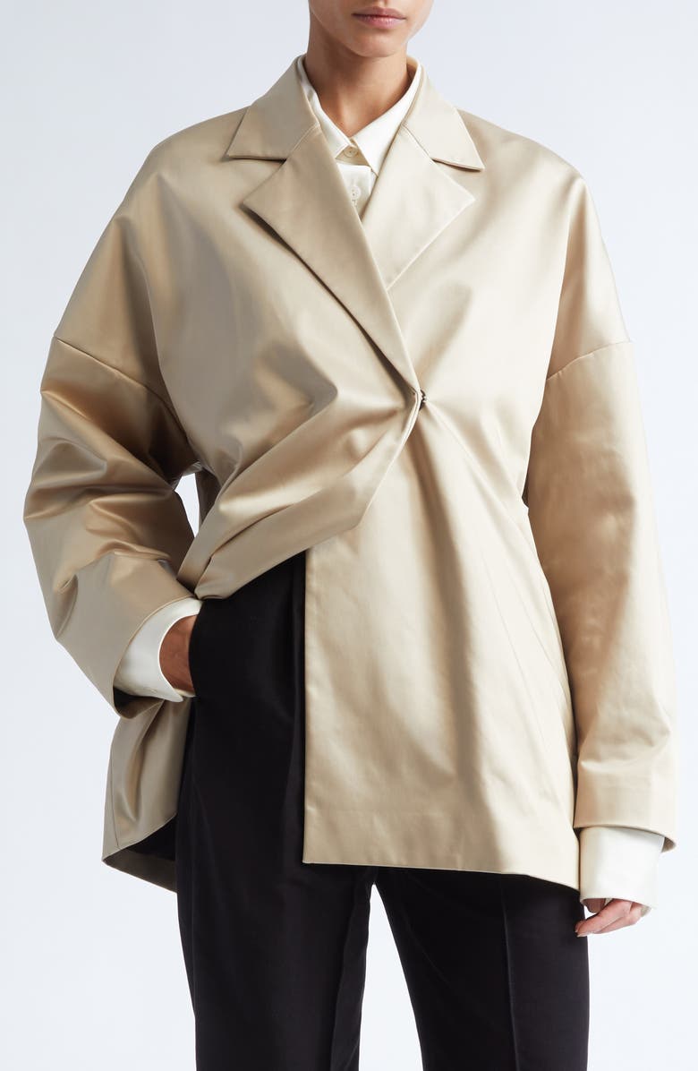 GIA STUDIOS Marisol Double Breasted Satin Jacket, Alternate, color, Beige