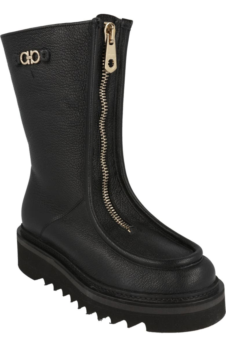 FERRAGAMO Eurialo Leather Boot, Main, color, Black