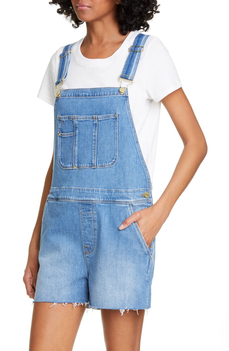 FRAME Le Garcon Cutoff Short Denim Overalls, Alternate, color, 