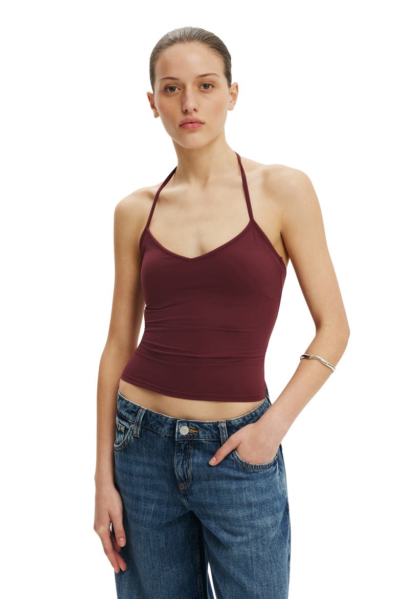 Women's Hold Me Tie Halter, Main, color, Sour Cherry