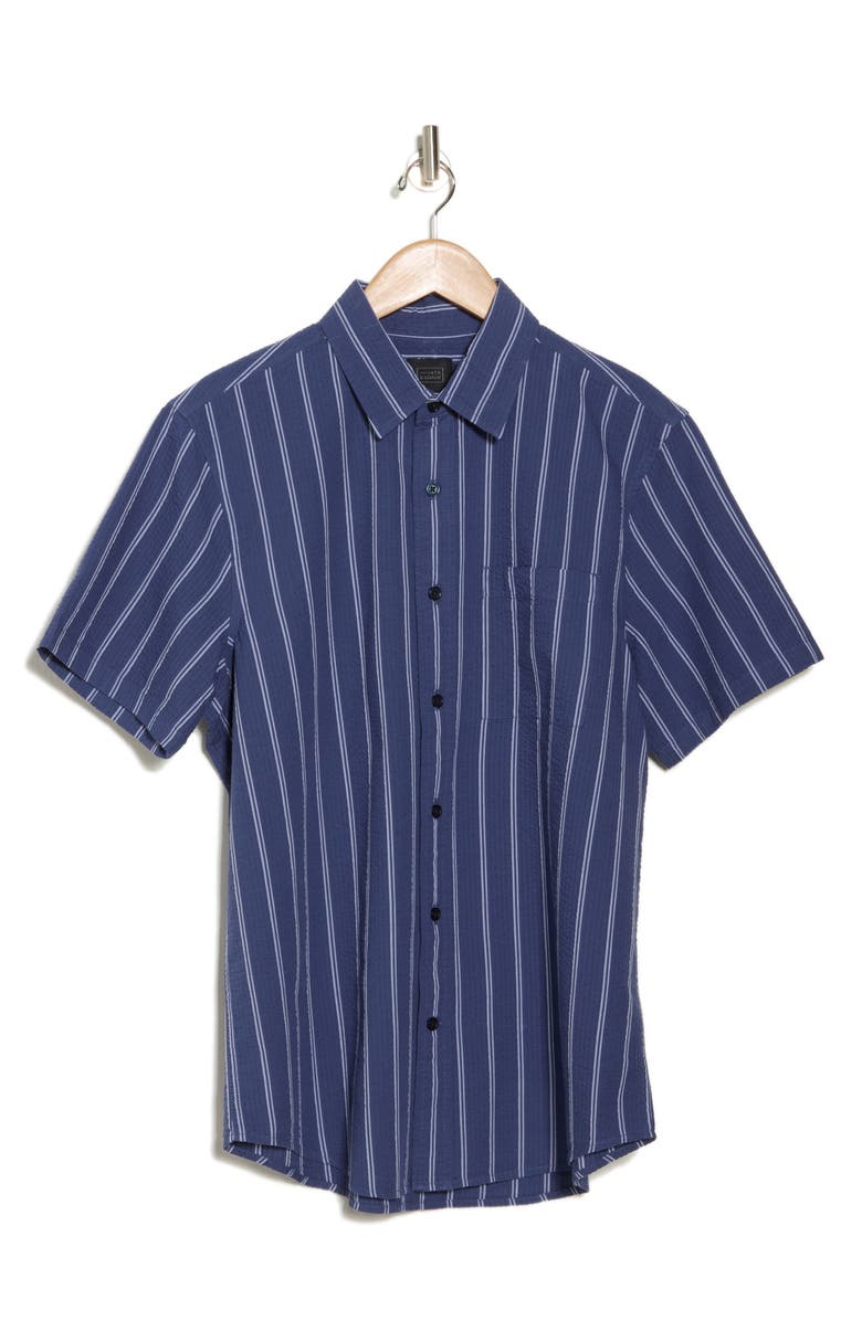 14th & Union Stripe Seersucker Short Sleeve Button-Up Shirt, Alternate, color, Blue Indigo Dual Stripe