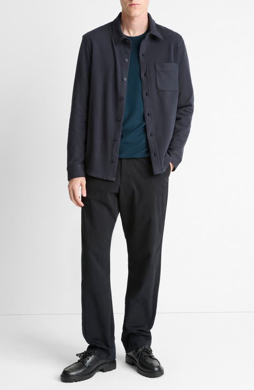 Vince Solid Button Front Knit Shirt In Blue