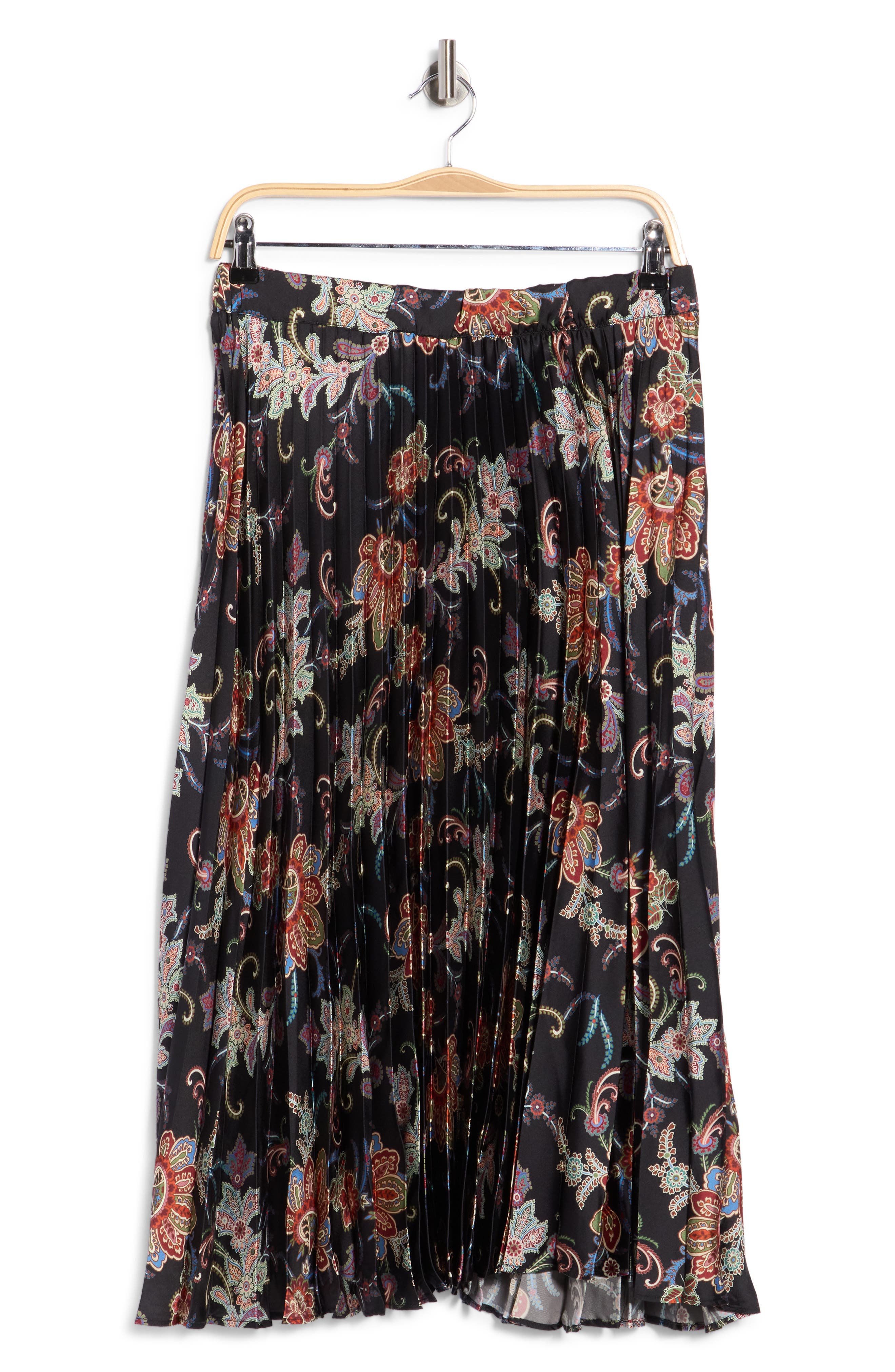 Knife Pleated Pull-On Midi Skirt