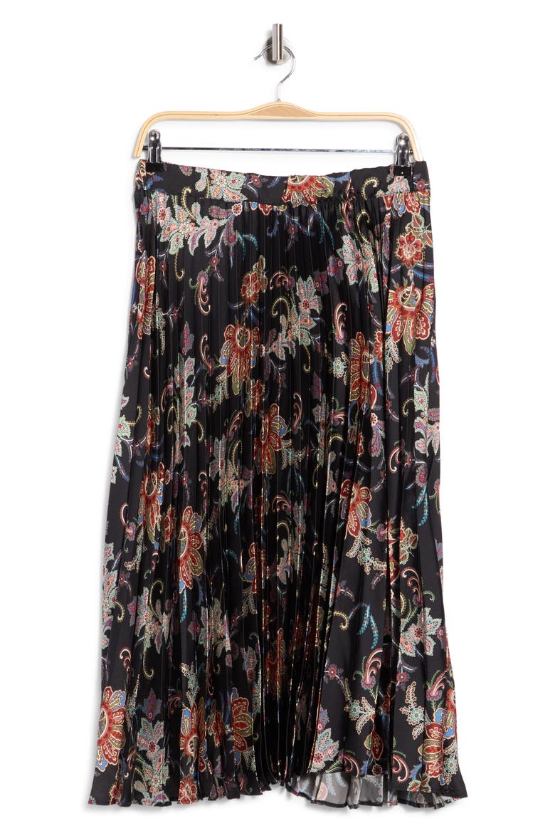 Knife Pleated Pull-On Midi Skirt, Alternate, color, CASCADE PAISLEY