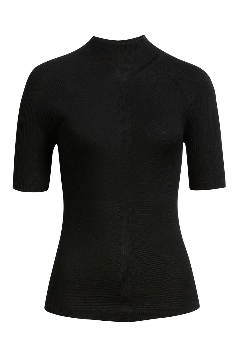 Faleri Virgin Wool Rib Sweater, Alternate, color, BLACK