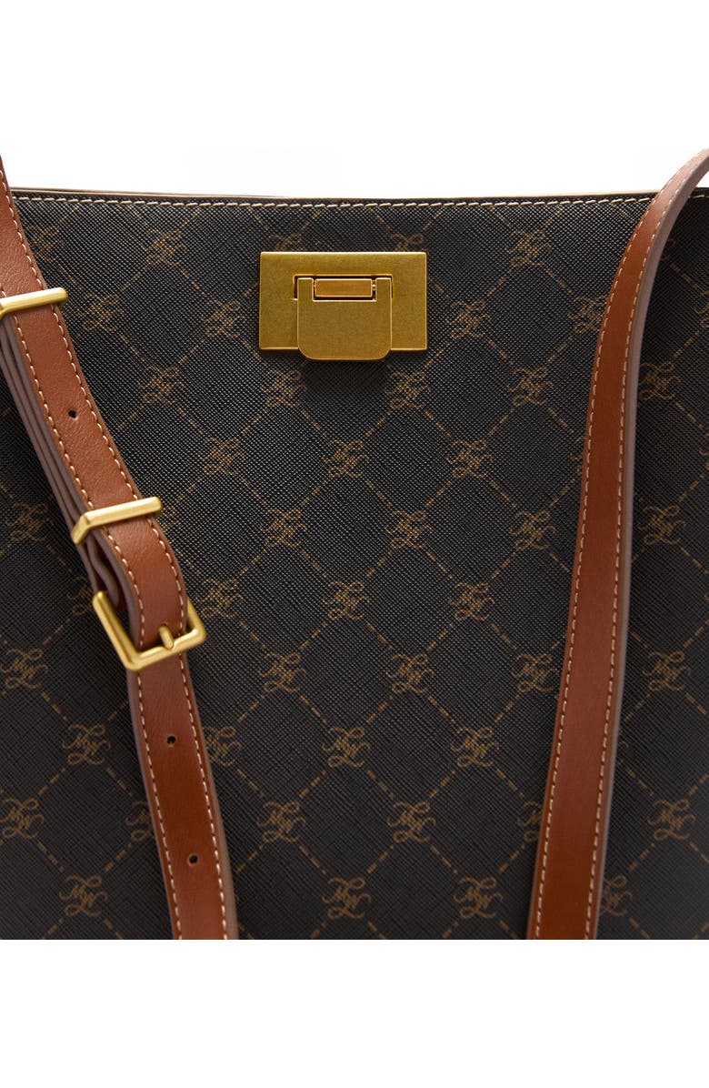 MANGO Faux Leather Shopper Bag, Alternate, color, Brown