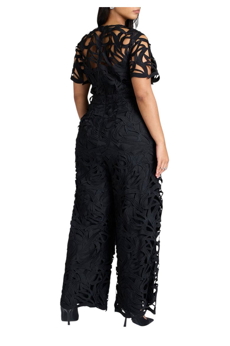 Short Sleeve Lace Jumpsuit, Alternate, color, BLACK ONYX