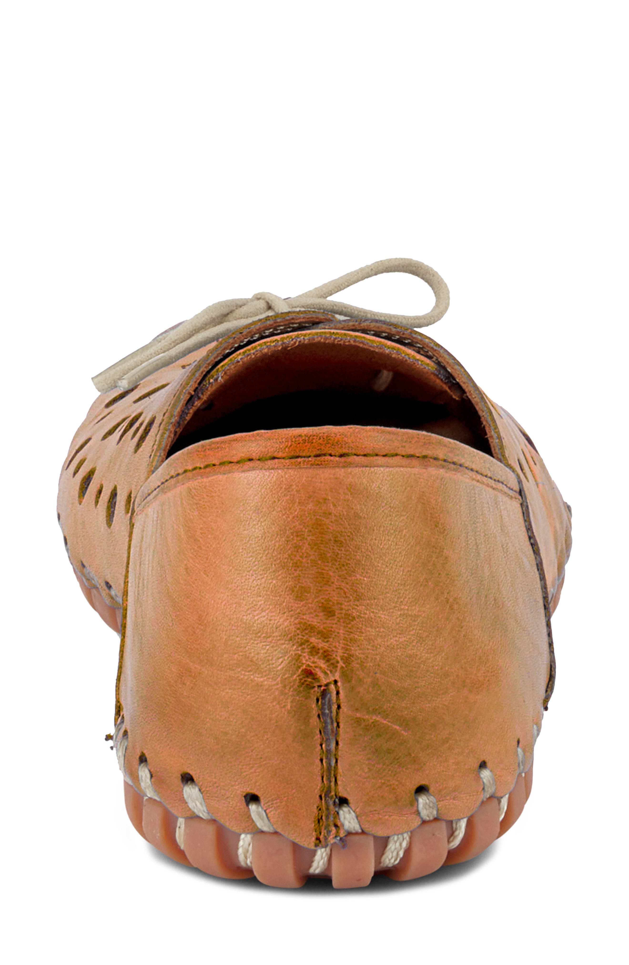 Spring Step Moonwalk Perforated Leather Shoe, Alternate, color, Camel