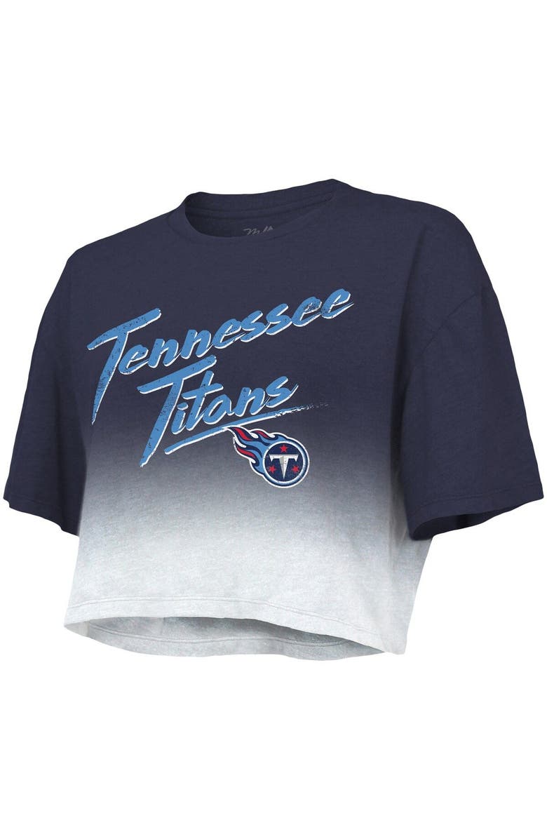 Majestic Threads Women's Majestic Threads Derrick Henry Navy/White Tennessee Titans Dip-Dye Player Name & Number Crop Top, Alternate, color, Navy
