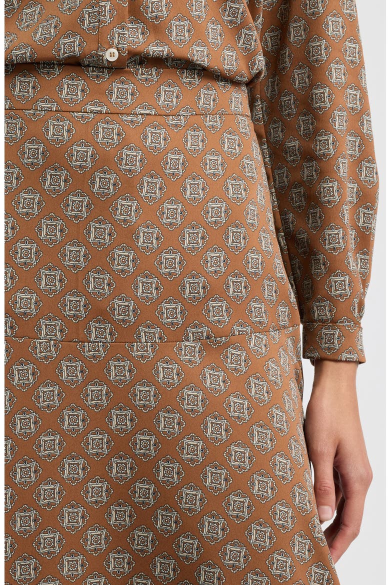 Emmalce Patterned Midi Skirt, Alternate, color, BURNT BROWN TIE PRINT