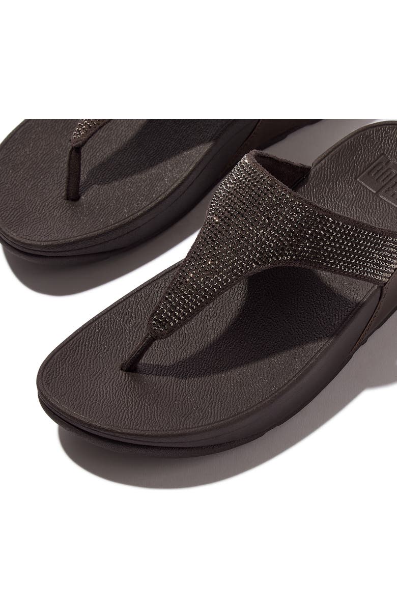 FitFlop Lulu Crystal embellished toe-post sandals, Alternate, color, Metallic Chocolate Brown