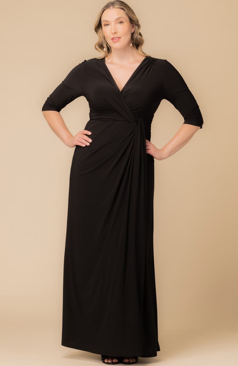 Kiyonna Evening Romance Stretch Jersey Gown, Alternate, color, Black Noir