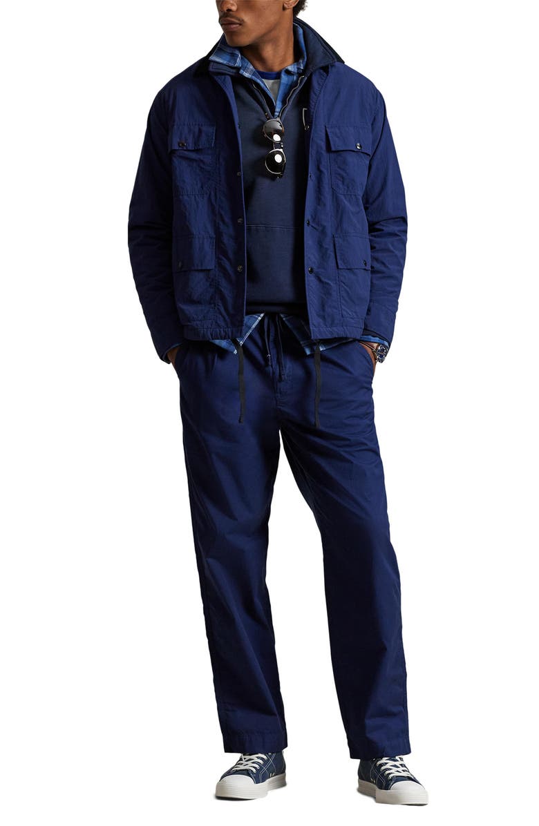 Polo Ralph Lauren Prepster Pleated Cotton Twill Easy Drawstring Pants, Alternate, color, Spring Navy