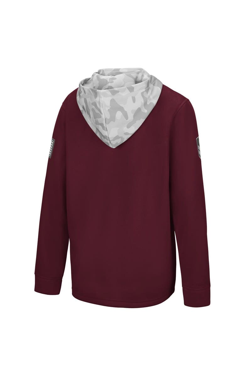 COLOSSEUM Youth Colosseum Maroon/Arctic Camo Virginia Tech Hokies OHT Military Appreciation Shellback Quarter-Zip Hoodie, Alternate, color,
