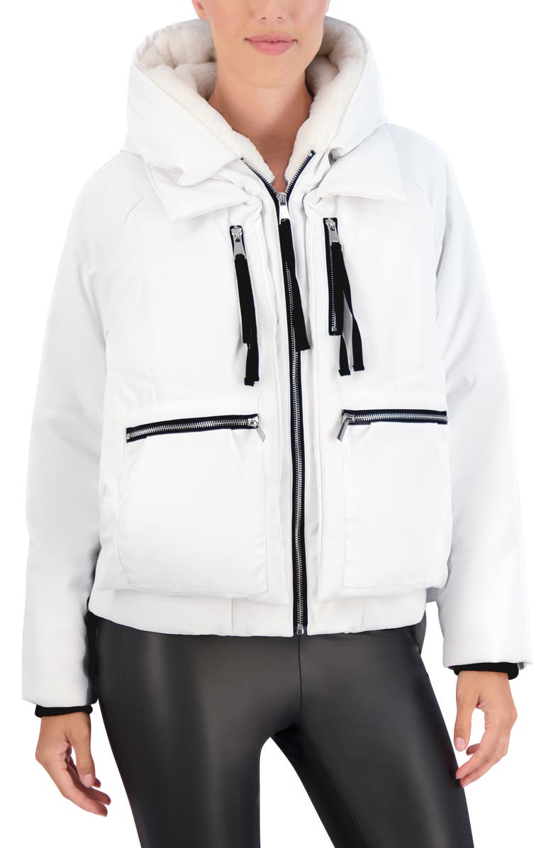 Ookie & Lala Utility Hooded Jacket with Faux Fur Lining, Main, color, White