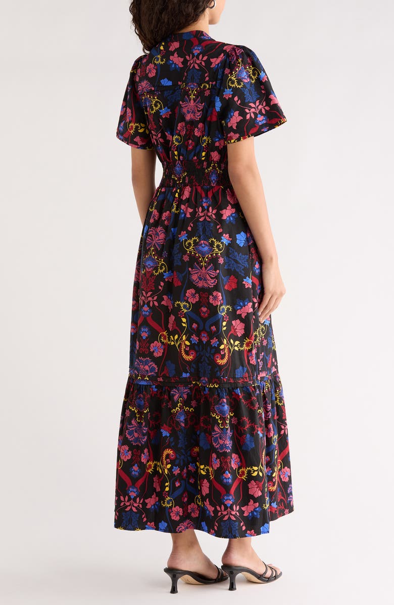 SUGARLIPS Palmero Floral Print A-Line Dress, Alternate, color, Black-Multi