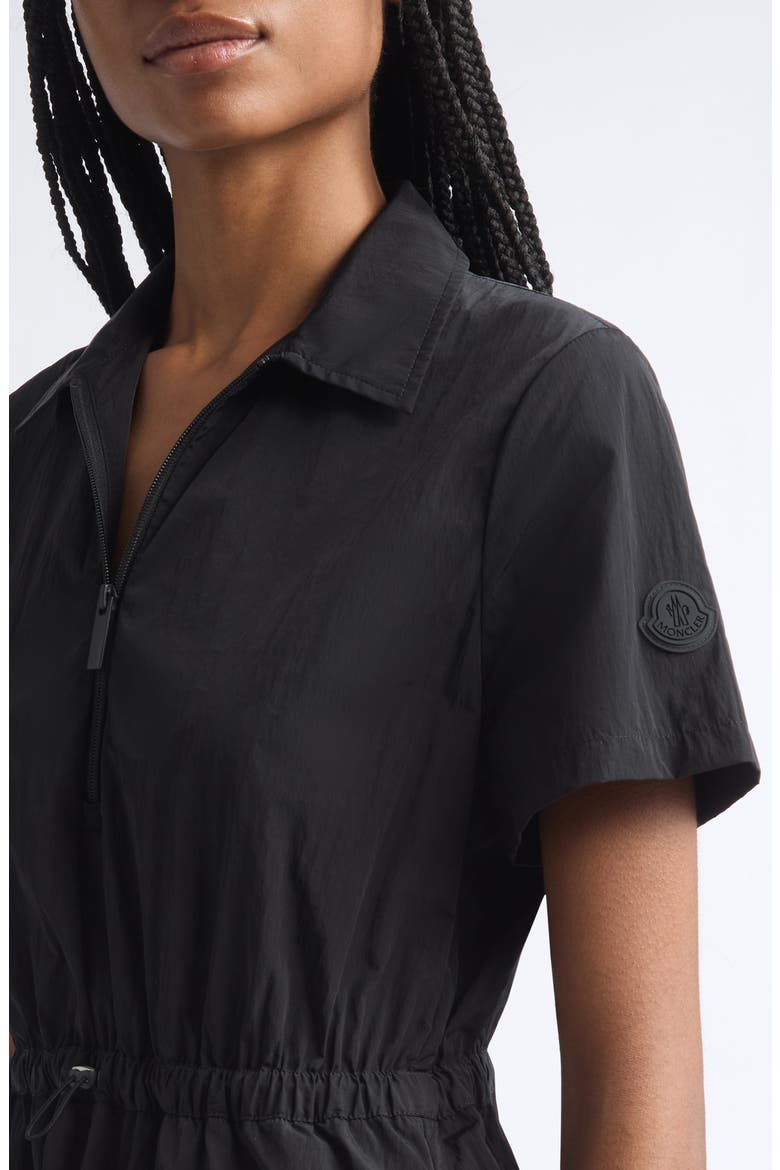 Half Zip Nylon Polo Dress, Alternate, color, BLACK