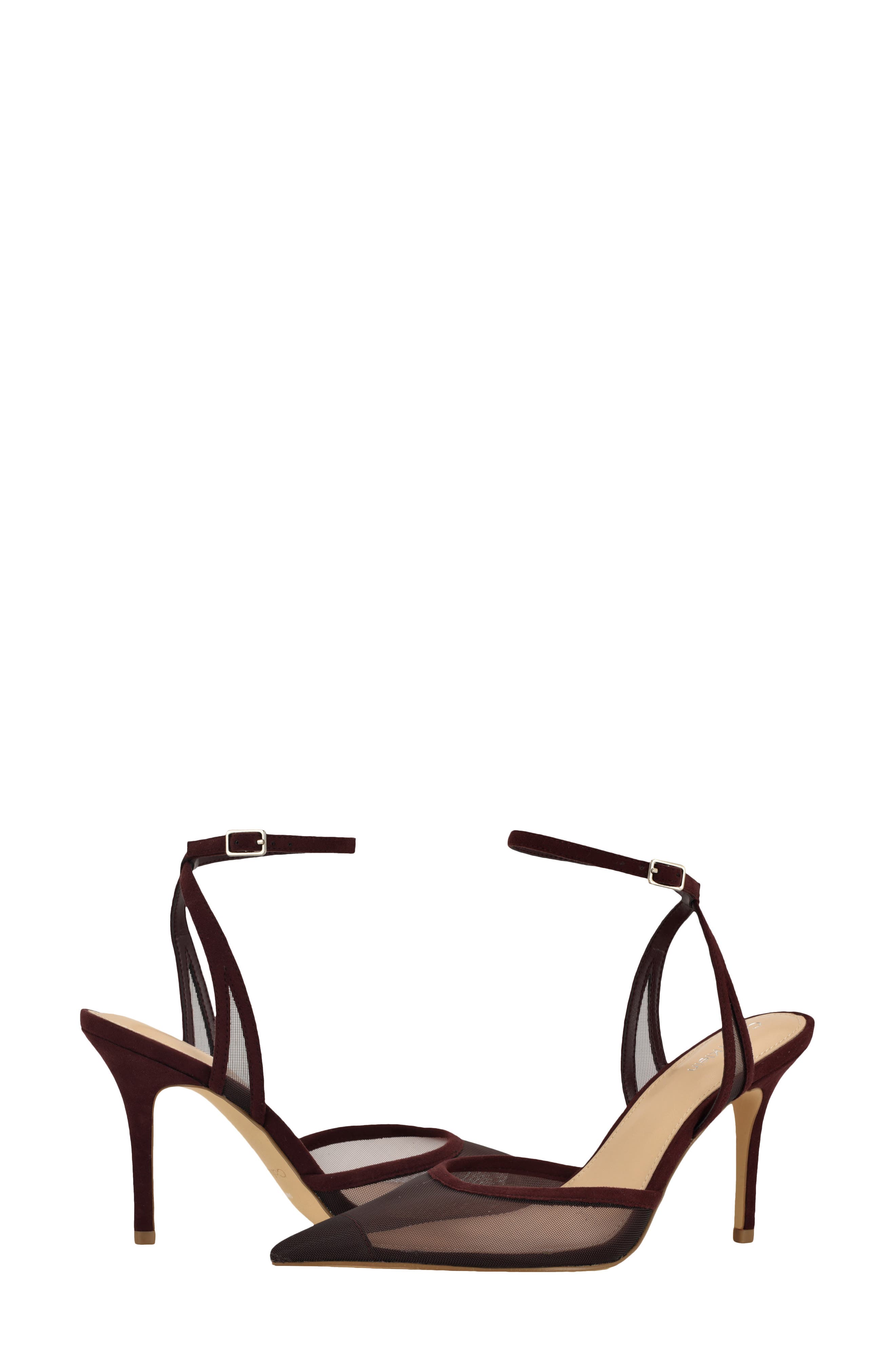Ozala Ankle Strap Pump, Alternate, color, DARK RED MESH