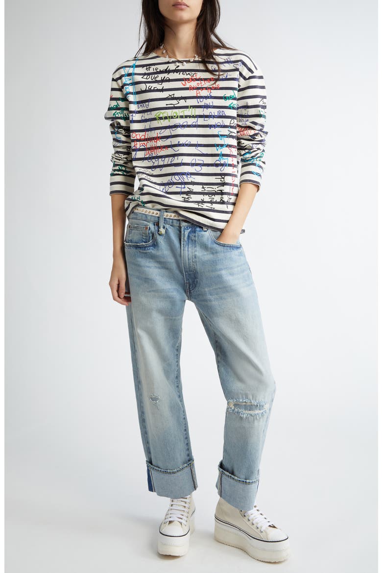 End of the Year Stripe Graphic T-Shirt, Alternate, color, NAVY/ECRU STRIPE SCRIBBLES