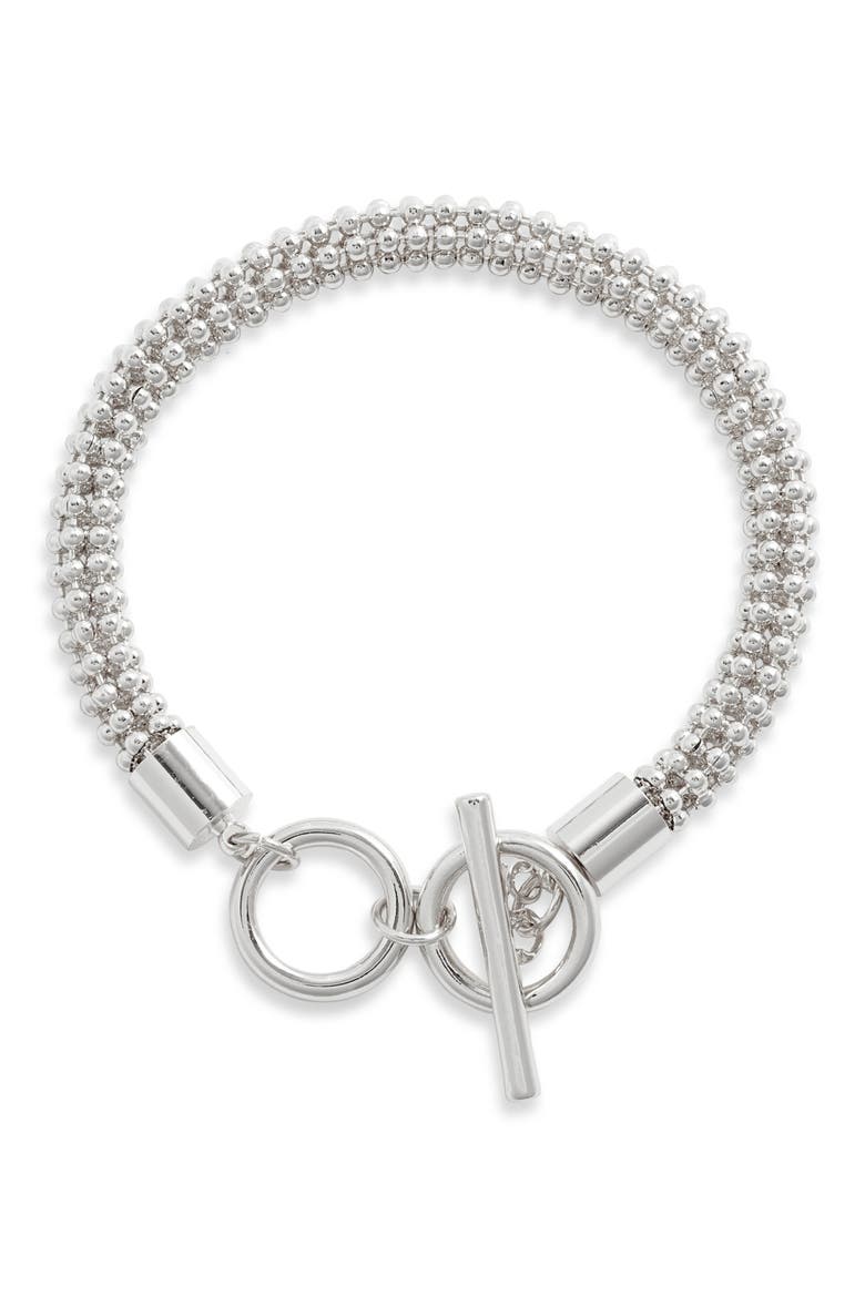 Ball Chain Toggle Bracelet, Main, color, SILVER