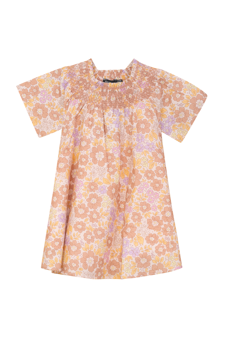 Floral Print Woven 3/4 Sleeves Dress, Main, color, Pink