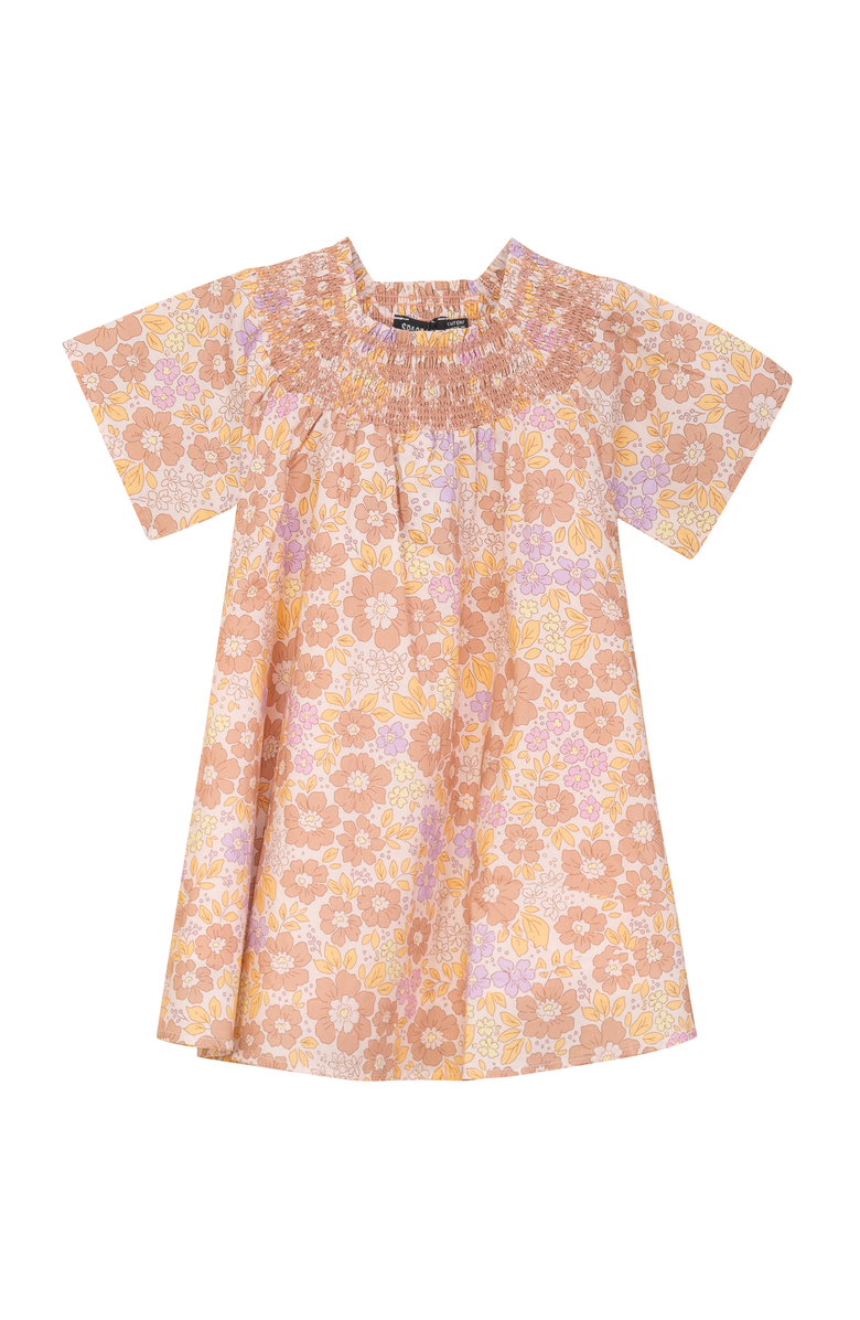 Space Grey Floral Print Woven 3/4 Sleeves Dress, Main, color, Pink