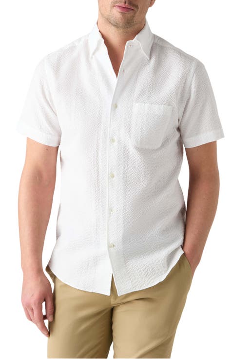 Morgan Paisley Jacquard Seersucker Short Sleeve Shirt