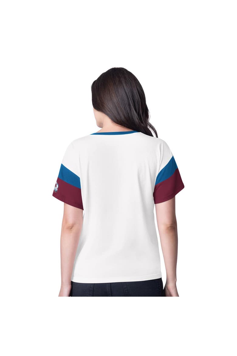 Women's G-III 4Her by Carl Banks  White Colorado Avalanche Rink Oversized Rhinestone V-Neck T-Shirt, Alternate, color, White